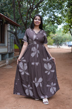 Mangai 3 Layer Flared Frock Model Nighties Soft and Smooth Premium Quality Rayon Material , Fancy Frilled Sleeve, Side Pocket , Back tie Rope , Stylish Collection's for Trendy Women's (MRK)