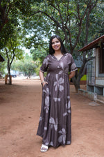 Mangai 3 Layer Flared Frock Model Nighties Soft and Smooth Premium Quality Rayon Material , Fancy Frilled Sleeve, Side Pocket , Back tie Rope , Stylish Collection's for Trendy Women's (MRK)