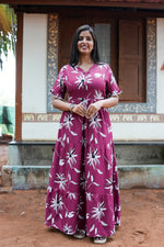 Mangai 3 Layer Flared Frock Model Nighties Soft and Smooth Premium Quality Rayon Material , Fancy Frilled Sleeve, Side Pocket , Back tie Rope , Stylish Collection's for Trendy Women's (MRK)