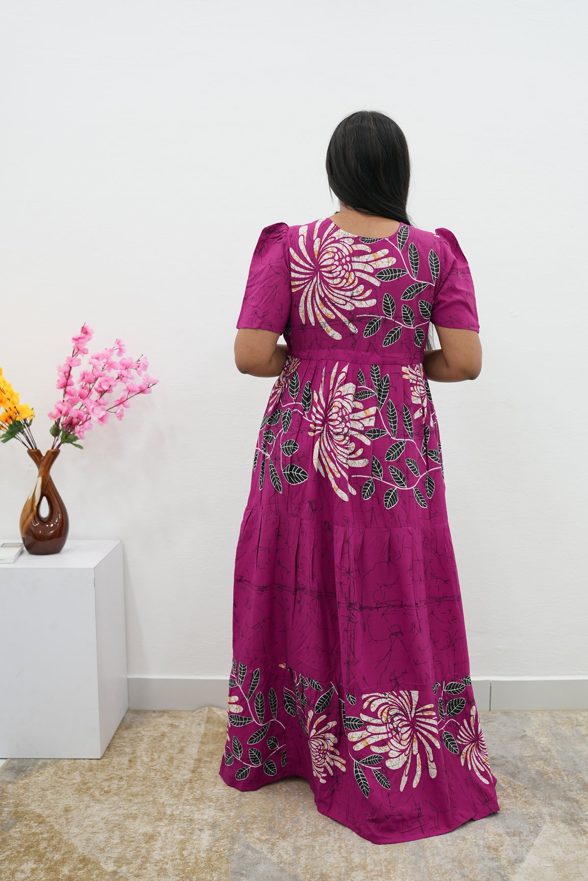 Stylish Arrivals Rayon Gathering Frock Model Night Gown's | Front Adjustable Gathering Style Rope | Puff Sleeve | Trending Collection's for Stylish Women's (FKG)