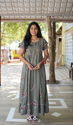 MANGAI Rayon Frock Nighties | Front Open Lengthy Zipper Comforts Feeding | Fancy Double Layered Sleeve's | Post & Pre Pregnancy's and Casual Wear | Side Pocket |Versatile Rayon Frock Night Gown's for Stylish Women's (RFF)