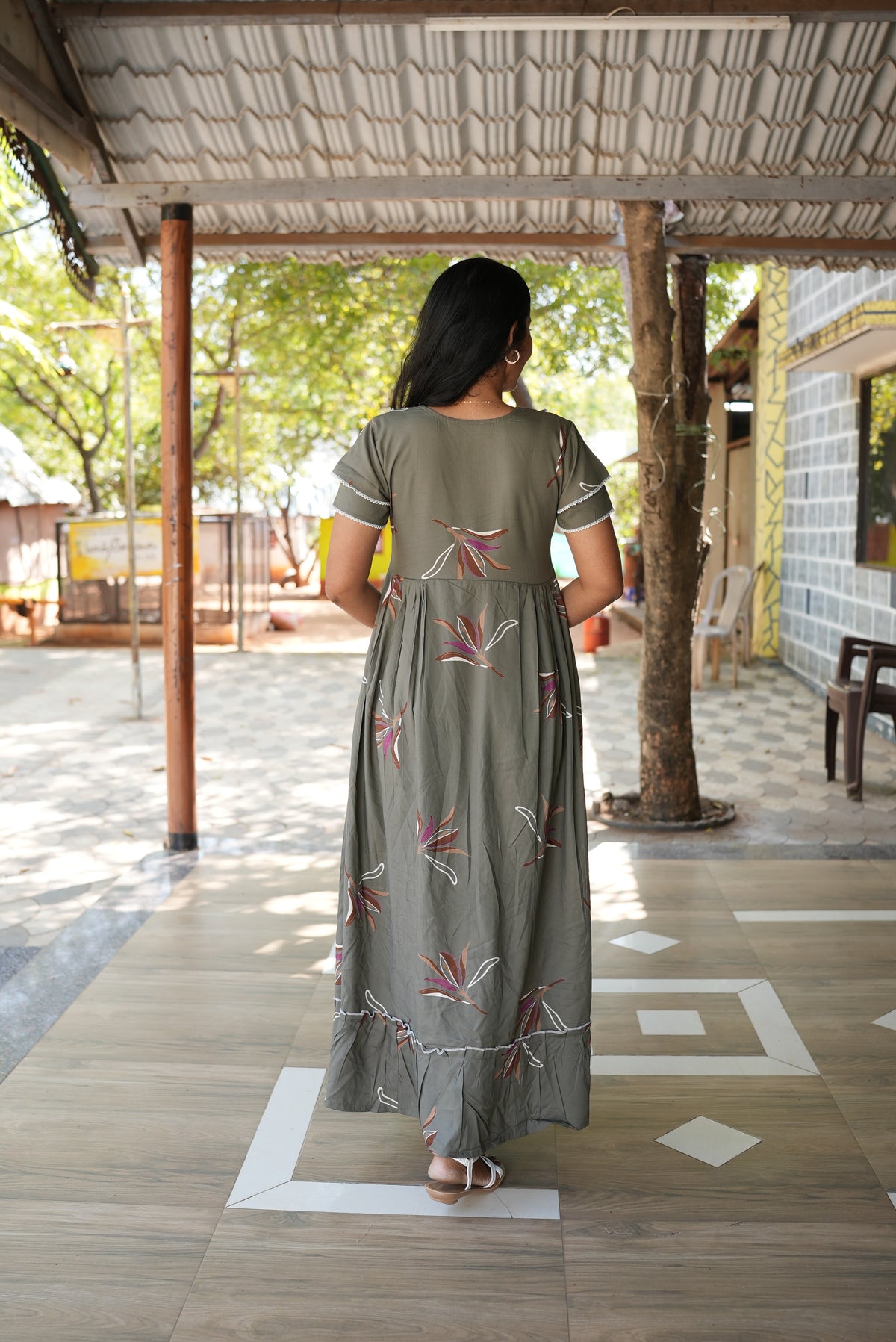 MANGAI Rayon Frock Nighties | Front Open Lengthy Zipper Comforts Feeding | Fancy Double Layered Sleeve's | Post & Pre Pregnancy's and Casual Wear | Side Pocket |Versatile Rayon Frock Night Gown's for Stylish Women's (RFF)