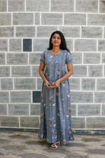 MANGAI Rayon Frock Nighties | Front Open Lengthy Zipper Comforts Feeding | Fancy Double Layered Sleeve's | Post & Pre Pregnancy's and Casual Wear | Side Pocket |Versatile Rayon Frock Night Gown's for Stylish Women's (RFF)