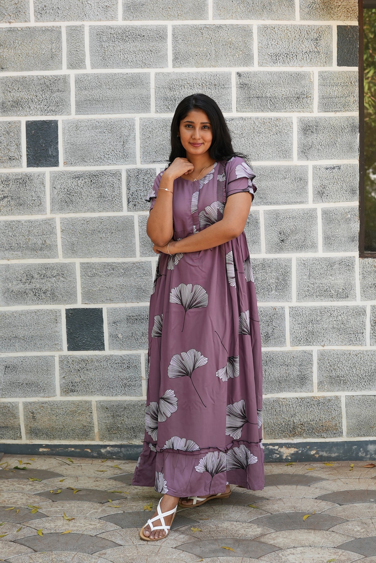 MANGAI Rayon Frock Nighties | Front Open Lengthy Zipper Comforts Feeding | Fancy Double Layered Sleeve's | Post & Pre Pregnancy's and Casual Wear | Side Pocket |Versatile Rayon Frock Night Gown's for Stylish Women's (RFF)