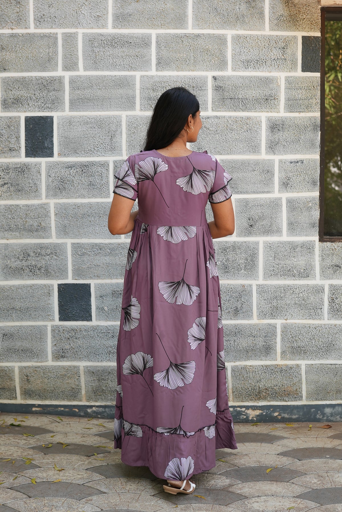 MANGAI Rayon Frock Nighties | Front Open Lengthy Zipper Comforts Feeding | Fancy Double Layered Sleeve's | Post & Pre Pregnancy's and Casual Wear | Side Pocket |Versatile Rayon Frock Night Gown's for Stylish Women's (RFF)