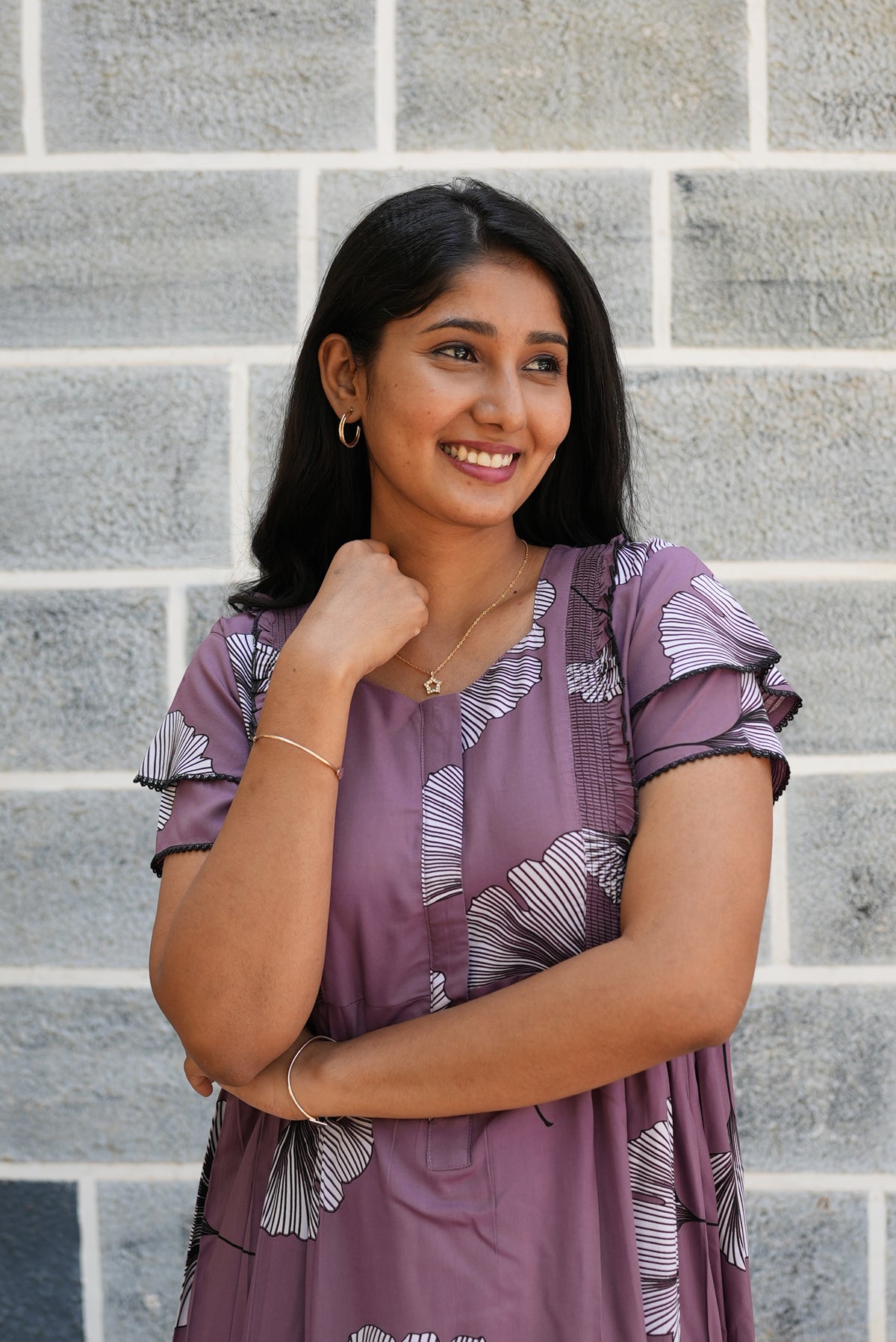 MANGAI Rayon Frock Nighties | Front Open Lengthy Zipper Comforts Feeding | Fancy Double Layered Sleeve's | Post & Pre Pregnancy's and Casual Wear | Side Pocket |Versatile Rayon Frock Night Gown's for Stylish Women's (RFF)