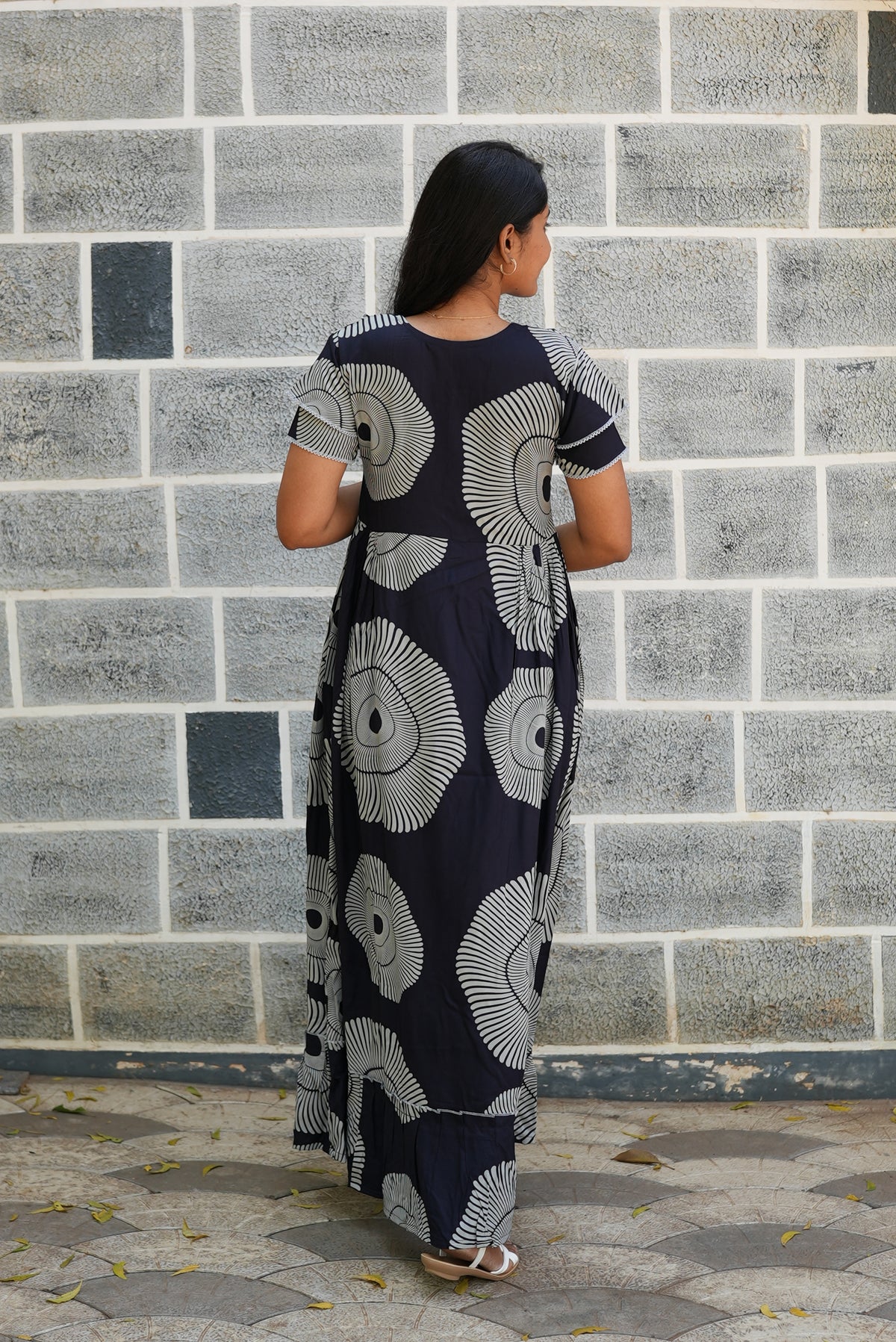 MANGAI Rayon Frock Nighties | Front Open Lengthy Zipper Comforts Feeding | Fancy Double Layered Sleeve's | Post & Pre Pregnancy's and Casual Wear | Side Pocket |Versatile Rayon Frock Night Gown's for Stylish Women's (RFF)