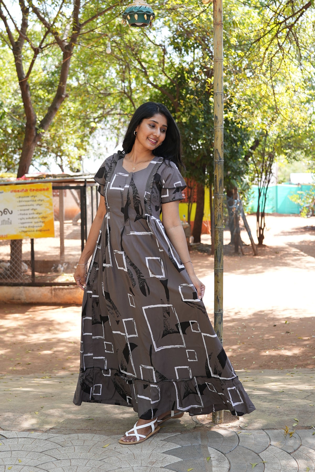 MANGAI Rayon Frock Nighties | Front Open Lengthy Zipper Comforts Feeding | Fancy Double Layered Sleeve's | Post & Pre Pregnancy's and Casual Wear | Side Pocket |Versatile Rayon Frock Night Gown's for Stylish Women's (RFF)