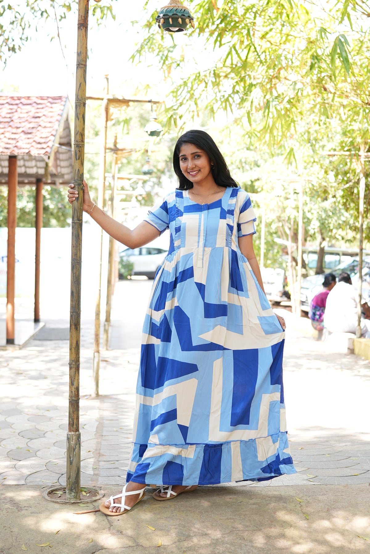 MANGAI Rayon Frock Nighties | Front Open Lengthy Zipper Comforts Feeding | Fancy Double Layered Sleeve's | Post & Pre Pregnancy's and Casual Wear | Side Pocket |Versatile Rayon Frock Night Gown's for Stylish Women's (RFF)