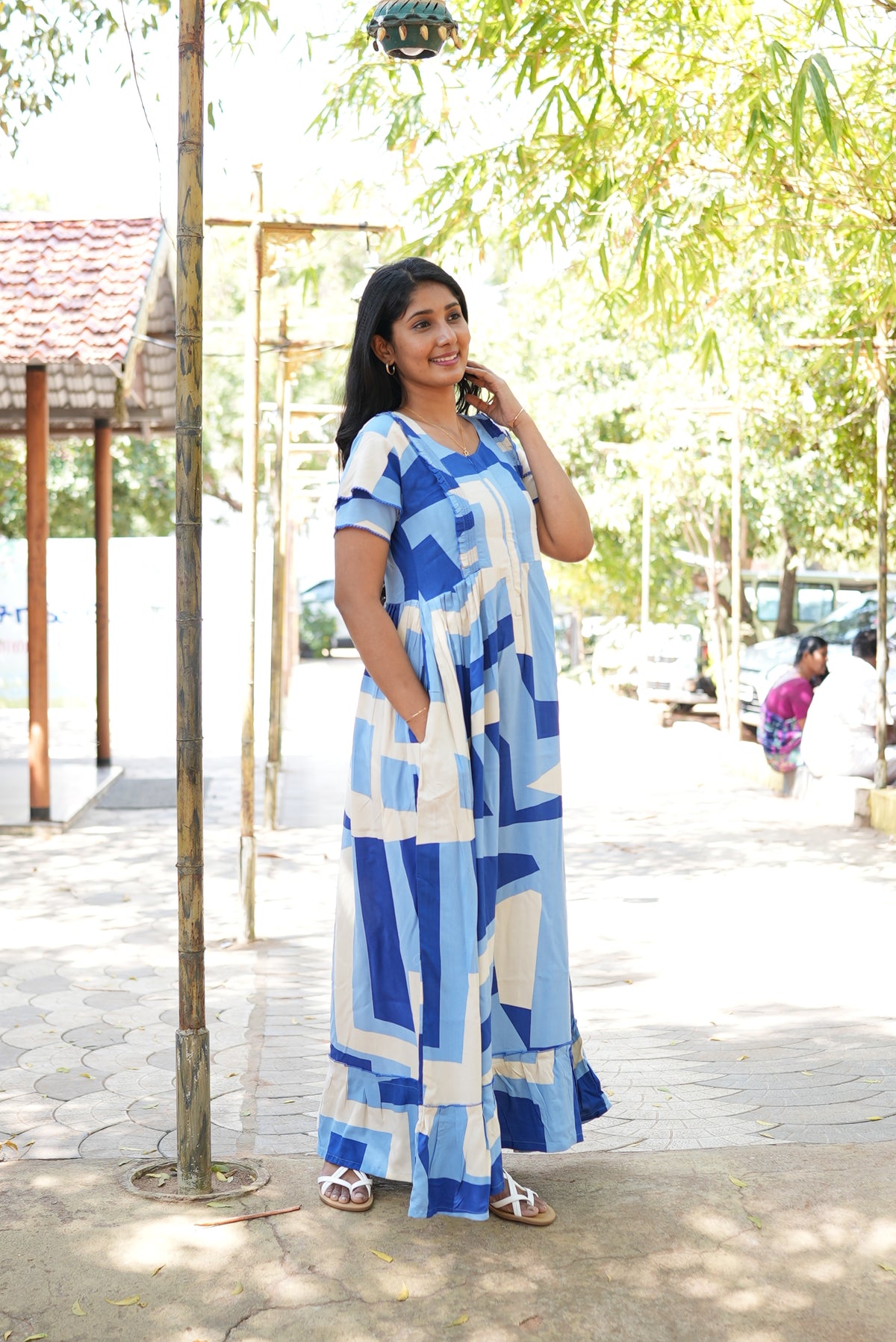 MANGAI Rayon Frock Nighties | Front Open Lengthy Zipper Comforts Feeding | Fancy Double Layered Sleeve's | Post & Pre Pregnancy's and Casual Wear | Side Pocket |Versatile Rayon Frock Night Gown's for Stylish Women's (RFF)