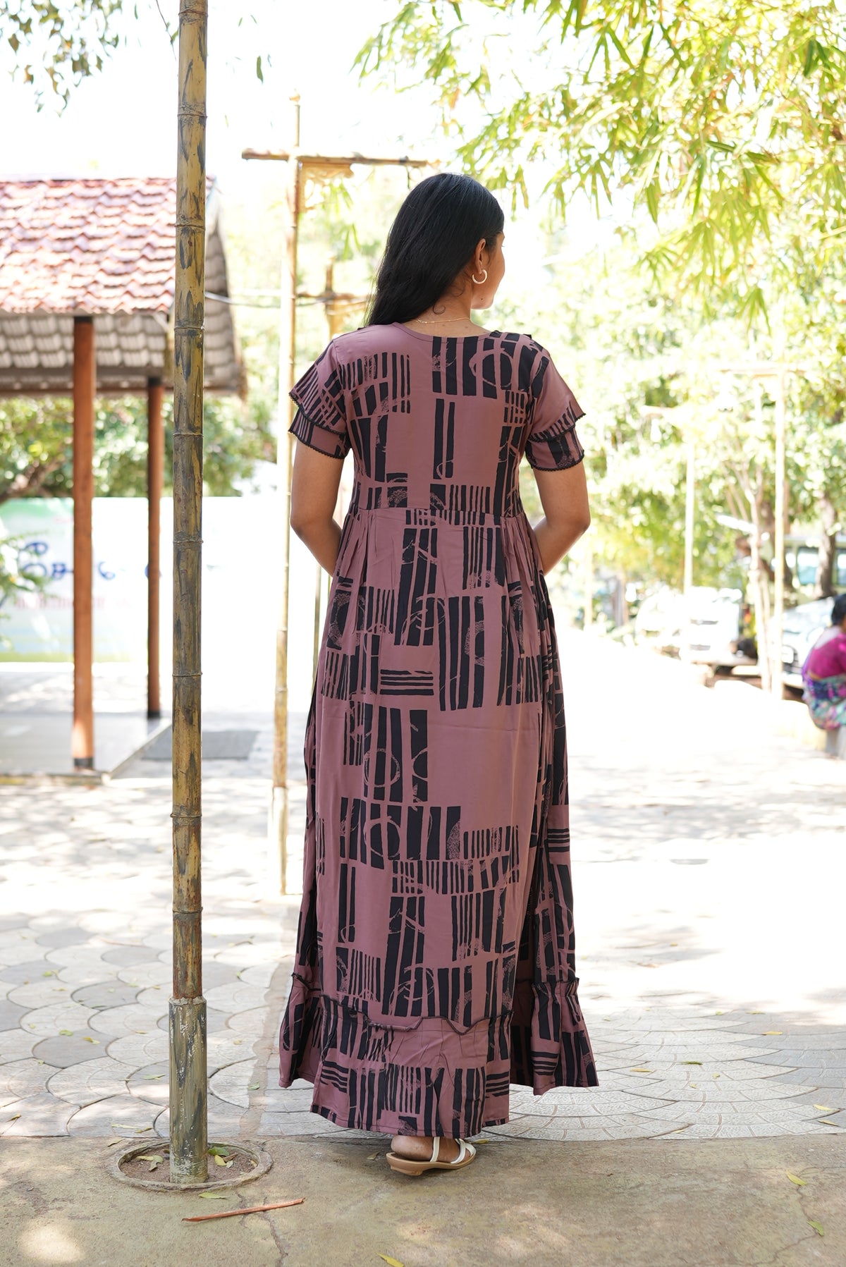 MANGAI Rayon Frock Nighties | Front Open Lengthy Zipper Comforts Feeding | Fancy Double Layered Sleeve's | Post & Pre Pregnancy's and Casual Wear | Side Pocket |Versatile Rayon Frock Night Gown's for Stylish Women's (RFF)