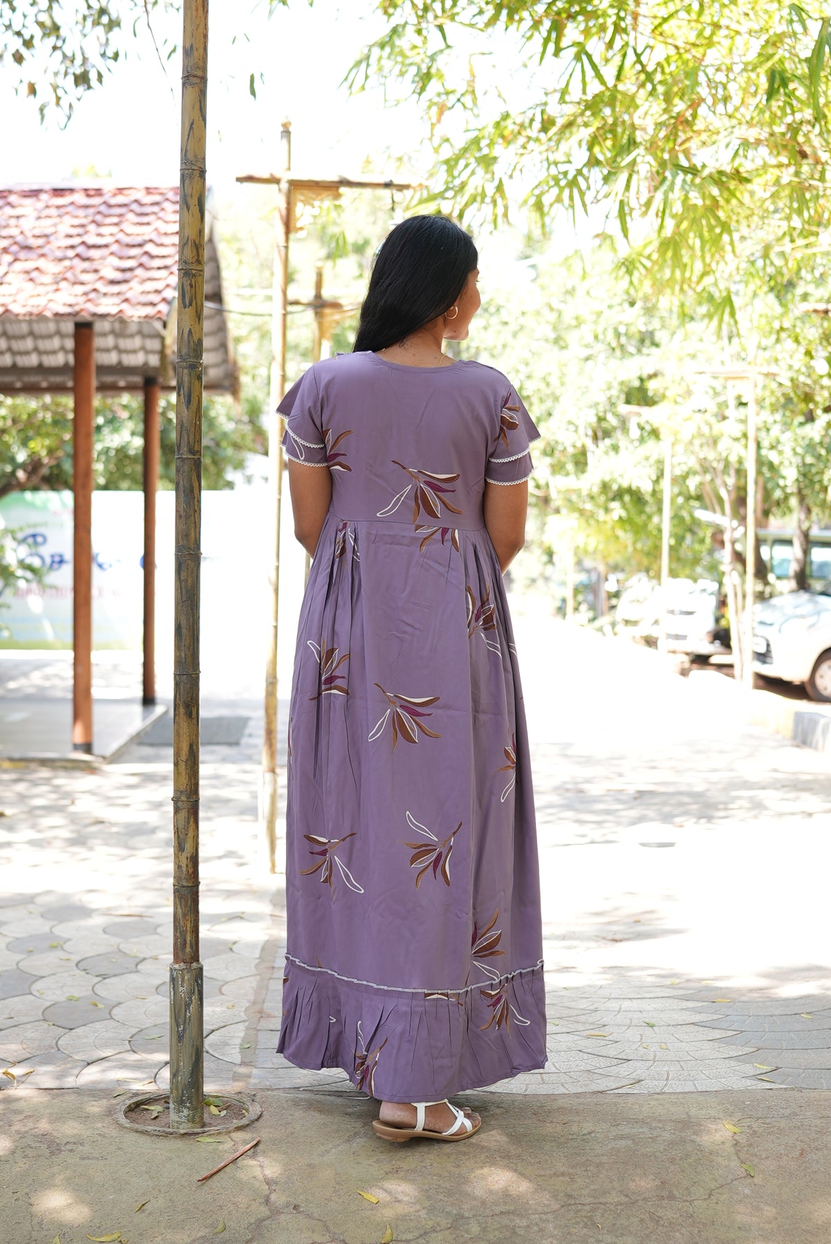 MANGAI Rayon Frock Nighties | Front Open Lengthy Zipper Comforts Feeding | Fancy Double Layered Sleeve's | Post & Pre Pregnancy's and Casual Wear | Side Pocket |Versatile Rayon Frock Night Gown's for Stylish Women's (RFF)