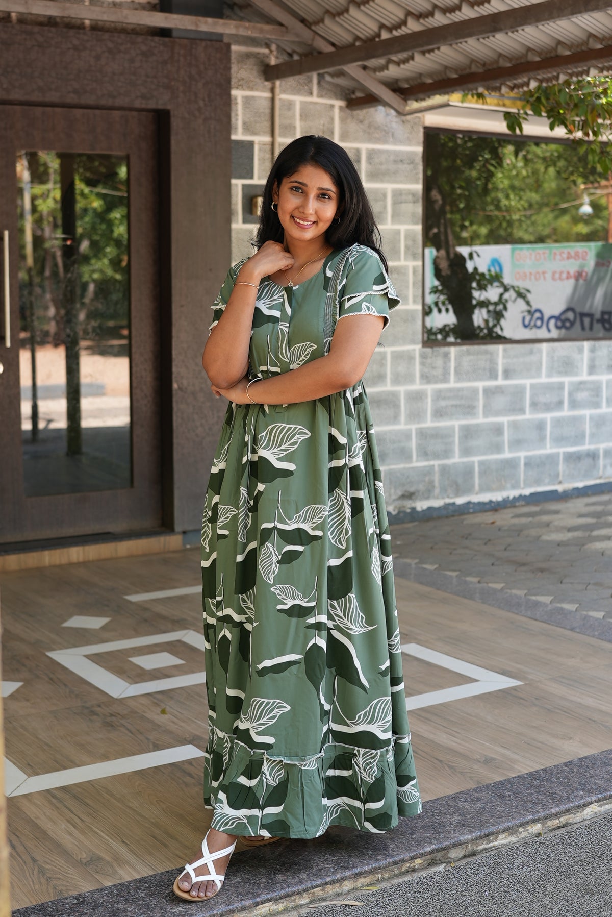 MANGAI Rayon Frock Nighties | Front Open Lengthy Zipper Comforts Feeding | Fancy Double Layered Sleeve's | Post & Pre Pregnancy's and Casual Wear | Side Pocket |Versatile Rayon Frock Night Gown's for Stylish Women's (RFF)