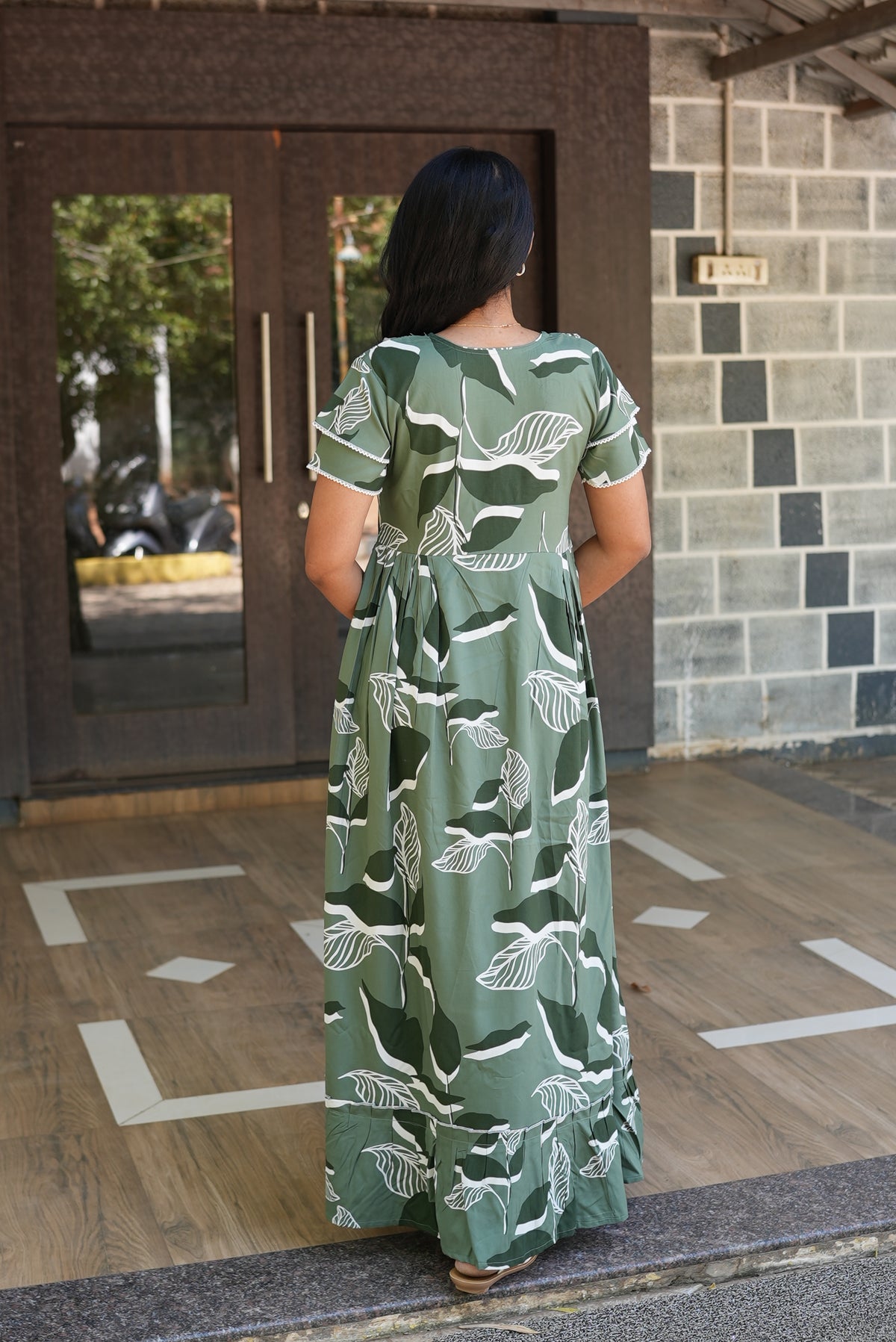 MANGAI Rayon Frock Nighties | Front Open Lengthy Zipper Comforts Feeding | Fancy Double Layered Sleeve's | Post & Pre Pregnancy's and Casual Wear | Side Pocket |Versatile Rayon Frock Night Gown's for Stylish Women's (RFF)