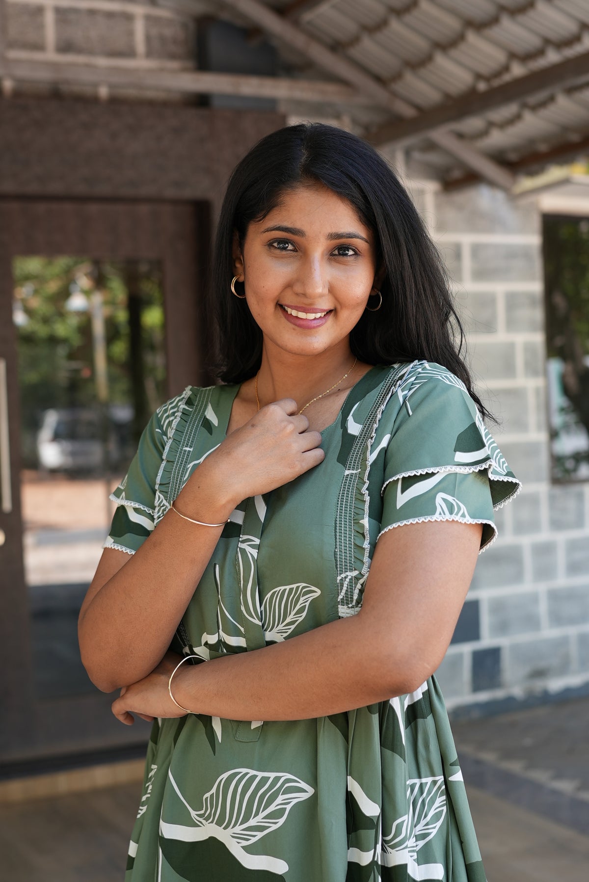 MANGAI Rayon Frock Nighties | Front Open Lengthy Zipper Comforts Feeding | Fancy Double Layered Sleeve's | Post & Pre Pregnancy's and Casual Wear | Side Pocket |Versatile Rayon Frock Night Gown's for Stylish Women's (RFF)