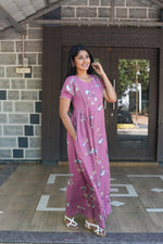 MANGAI Rayon Frock Nighties | Front Open Lengthy Zipper Comforts Feeding | Fancy Double Layered Sleeve's | Post & Pre Pregnancy's and Casual Wear | Side Pocket |Versatile Rayon Frock Night Gown's for Stylish Women's (RFF)