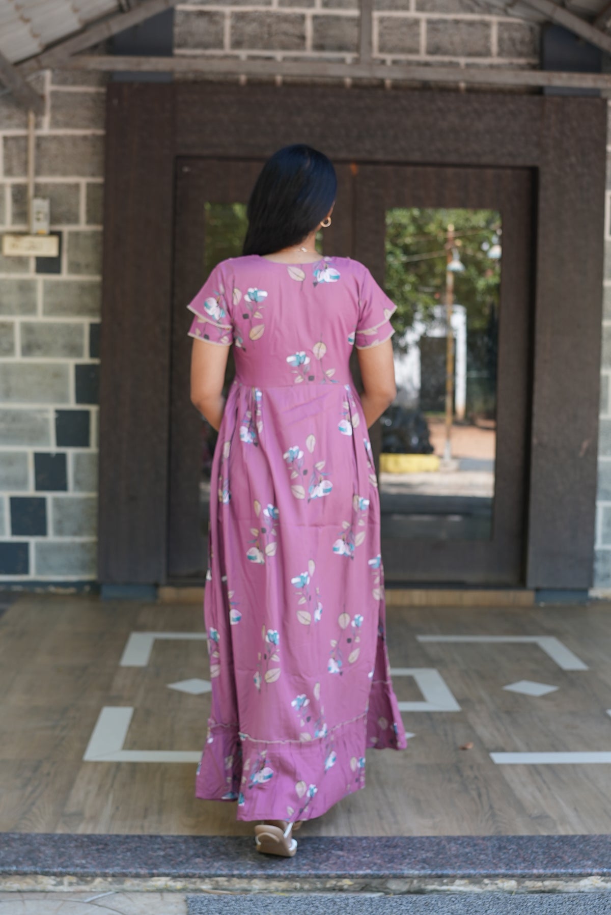 MANGAI Rayon Frock Nighties | Front Open Lengthy Zipper Comforts Feeding | Fancy Double Layered Sleeve's | Post & Pre Pregnancy's and Casual Wear | Side Pocket |Versatile Rayon Frock Night Gown's for Stylish Women's (RFF)