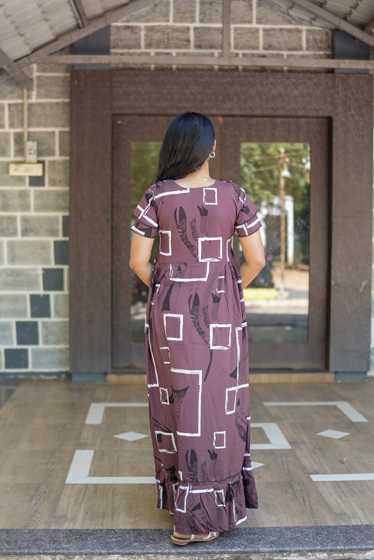 MANGAI Rayon Frock Nighties | Front Open Lengthy Zipper Comforts Feeding | Fancy Double Layered Sleeve's | Post & Pre Pregnancy's and Casual Wear | Side Pocket |Versatile Rayon Frock Night Gown's for Stylish Women's (RFF)