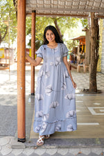 MANGAI Rayon Frock Nighties | Front Open Lengthy Zipper Comforts Feeding | Fancy Double Layered Sleeve's | Post & Pre Pregnancy's and Casual Wear | Side Pocket |Versatile Rayon Frock Night Gown's for Stylish Women's (RFF)