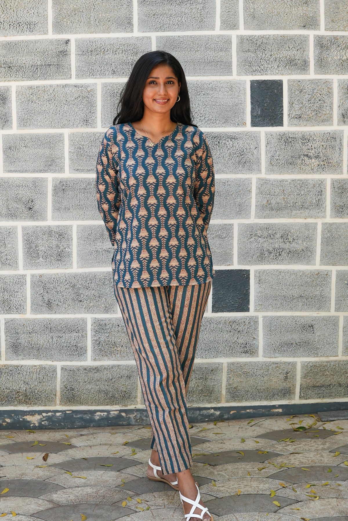 MANGAI Premium Cotton Printed Night Suits | Stylish Print's All Over | Top & Bottom Set | 3/4 Sleeve | Trendy Night Suits for Stylish Women's (TPS-3/4)