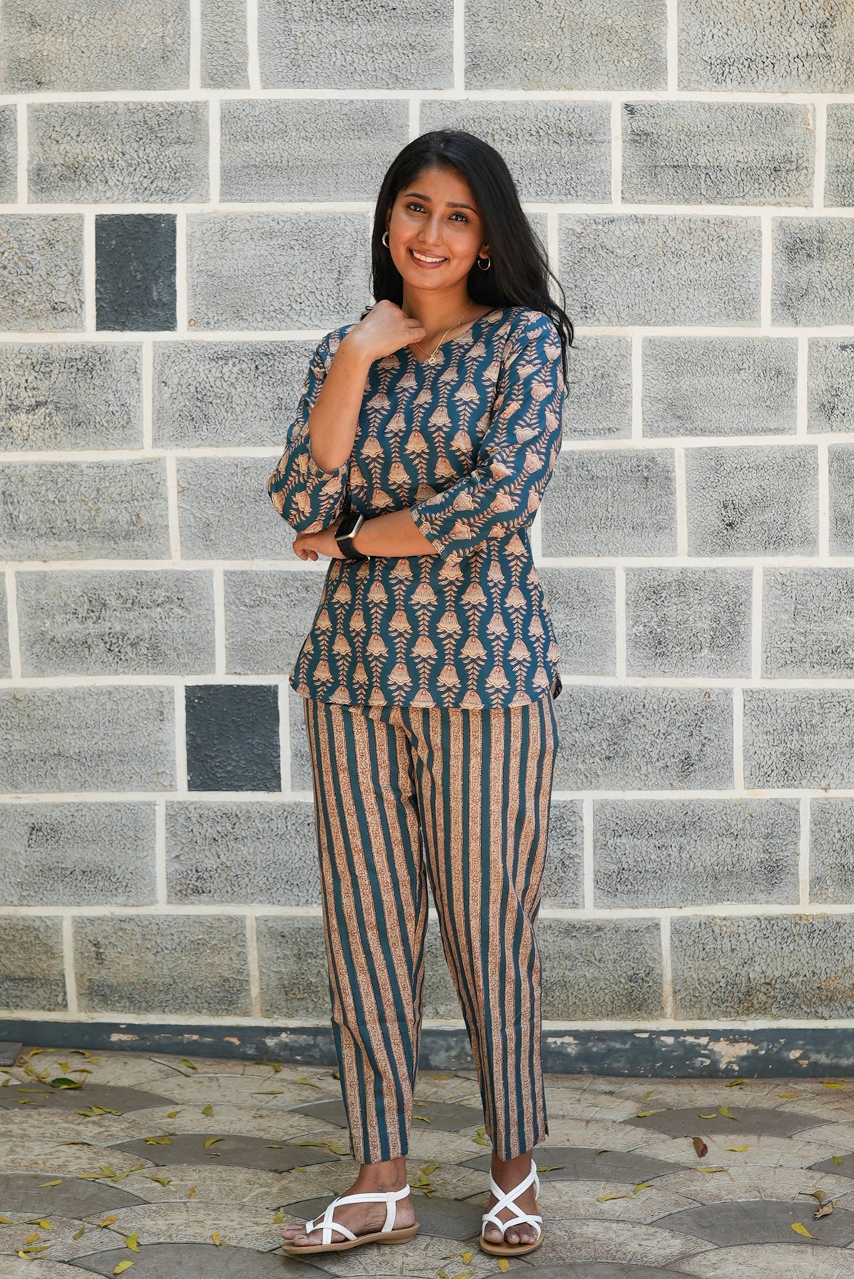 MANGAI Premium Cotton Printed Night Suits | Stylish Print's All Over | Top & Bottom Set | 3/4 Sleeve | Trendy Night Suits for Stylish Women's (TPS-3/4)