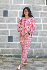 MANGAI Premium Cotton Printed Night Suits | Stylish Print's All Over | Top & Bottom Set | 3/4 Sleeve | Trendy Night Suits for Stylish Women's (TPS-3/4)