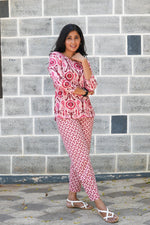 MANGAI Premium Cotton Printed Night Suits | Stylish Print's All Over | Top & Bottom Set | 3/4 Sleeve | Trendy Night Suits for Stylish Women's (TPS-3/4)