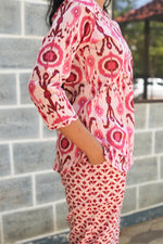 MANGAI Premium Cotton Printed Night Suits | Stylish Print's All Over | Top & Bottom Set | 3/4 Sleeve | Trendy Night Suits for Stylish Women's (TPS-3/4)