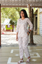 MANGAI Premium Cotton Printed Night Suits | Stylish Print's All Over | Top & Bottom Set | 3/4 Sleeve | Trendy Night Suits for Stylish Women's (TPS-3/4)