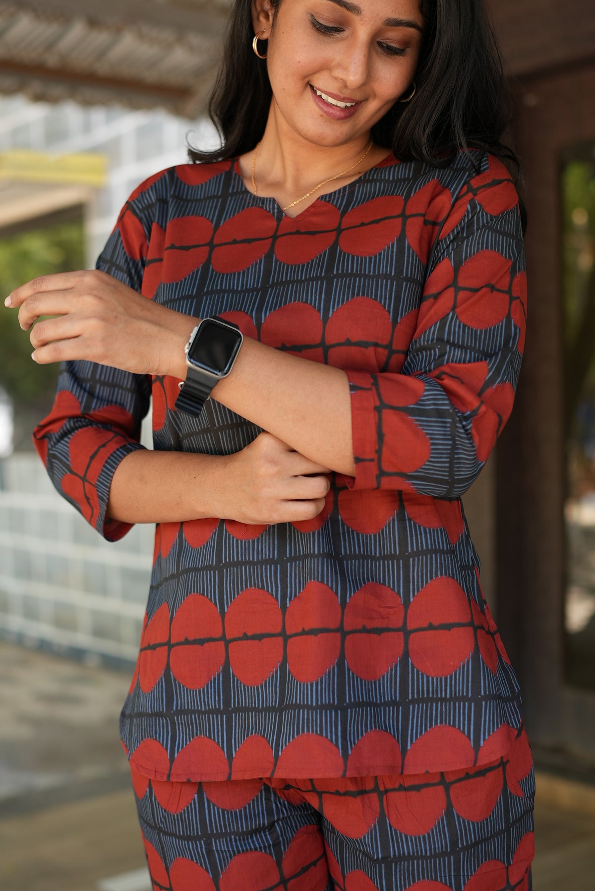 MANGAI Premium Cotton Printed Night Suits | Stylish Print's All Over | Top & Bottom Set | 3/4 Sleeve | Trendy Night Suits for Stylish Women's (TPS-3/4)