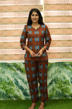 MANGAI Premium Cotton Printed Night Suits | Stylish Print's All Over | Top & Bottom Set | 3/4 Sleeve | Trendy Night Suits for Stylish Women's (TPS-3/4)