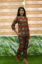 MANGAI Premium Cotton Printed Night Suits | Stylish Print's All Over | Top & Bottom Set | 3/4 Sleeve | Trendy Night Suits for Stylish Women's (TPS-3/4)