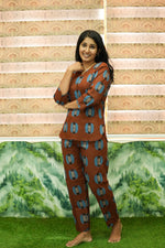 MANGAI Premium Cotton Printed Night Suits | Stylish Print's All Over | Top & Bottom Set | 3/4 Sleeve | Trendy Night Suits for Stylish Women's (TPS-3/4)