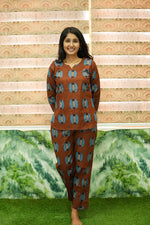 MANGAI Premium Cotton Printed Night Suits | Stylish Print's All Over | Top & Bottom Set | 3/4 Sleeve | Trendy Night Suits for Stylish Women's (TPS-3/4)