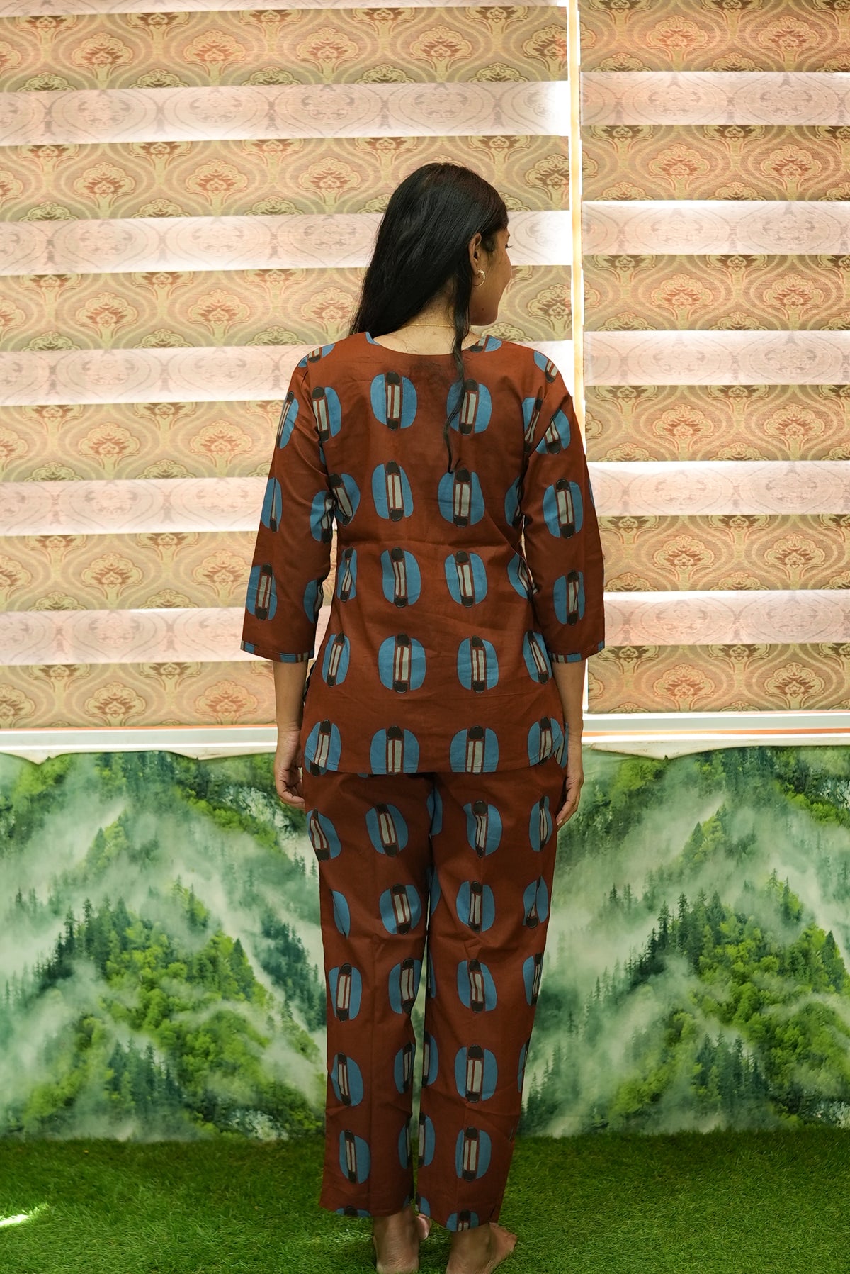 MANGAI Premium Cotton Printed Night Suits | Stylish Print's All Over | Top & Bottom Set | 3/4 Sleeve | Trendy Night Suits for Stylish Women's (TPS-3/4)