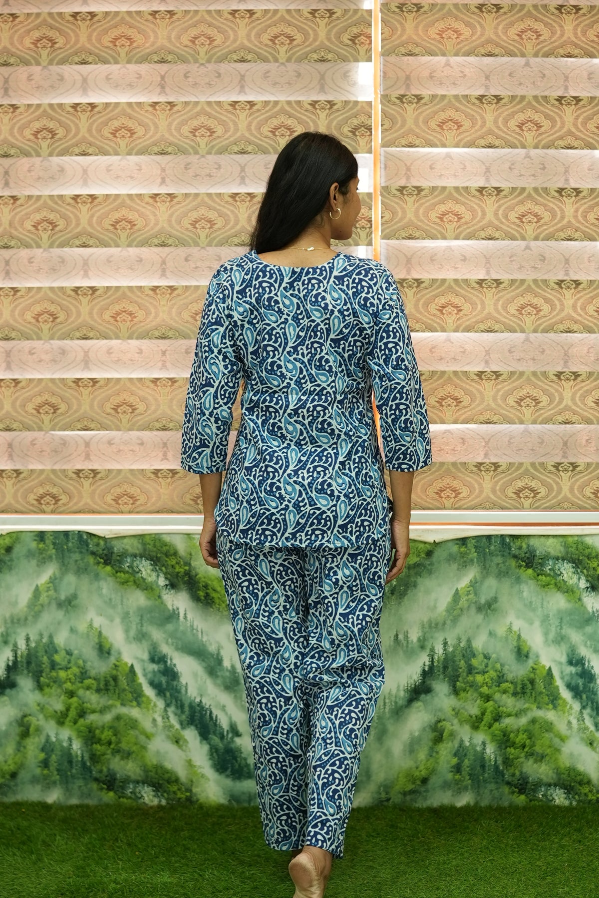 MANGAI Premium Cotton Printed Night Suits | Stylish Print's All Over | Top & Bottom Set | 3/4 Sleeve | Trendy Night Suits for Stylish Women's (TPS-3/4)