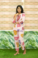 MANGAI Premium Cotton Printed Night Suits | Stylish Print's All Over | Top & Bottom Set | 3/4 Sleeve | Trendy Night Suits for Stylish Women's (TPS-3/4)