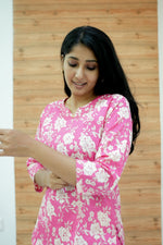 MANGAI Premium Cotton Printed Night Suits | Stylish Print's All Over | Top & Bottom Set | 3/4 Sleeve | Trendy Night Suits for Stylish Women's (TPS-3/4)