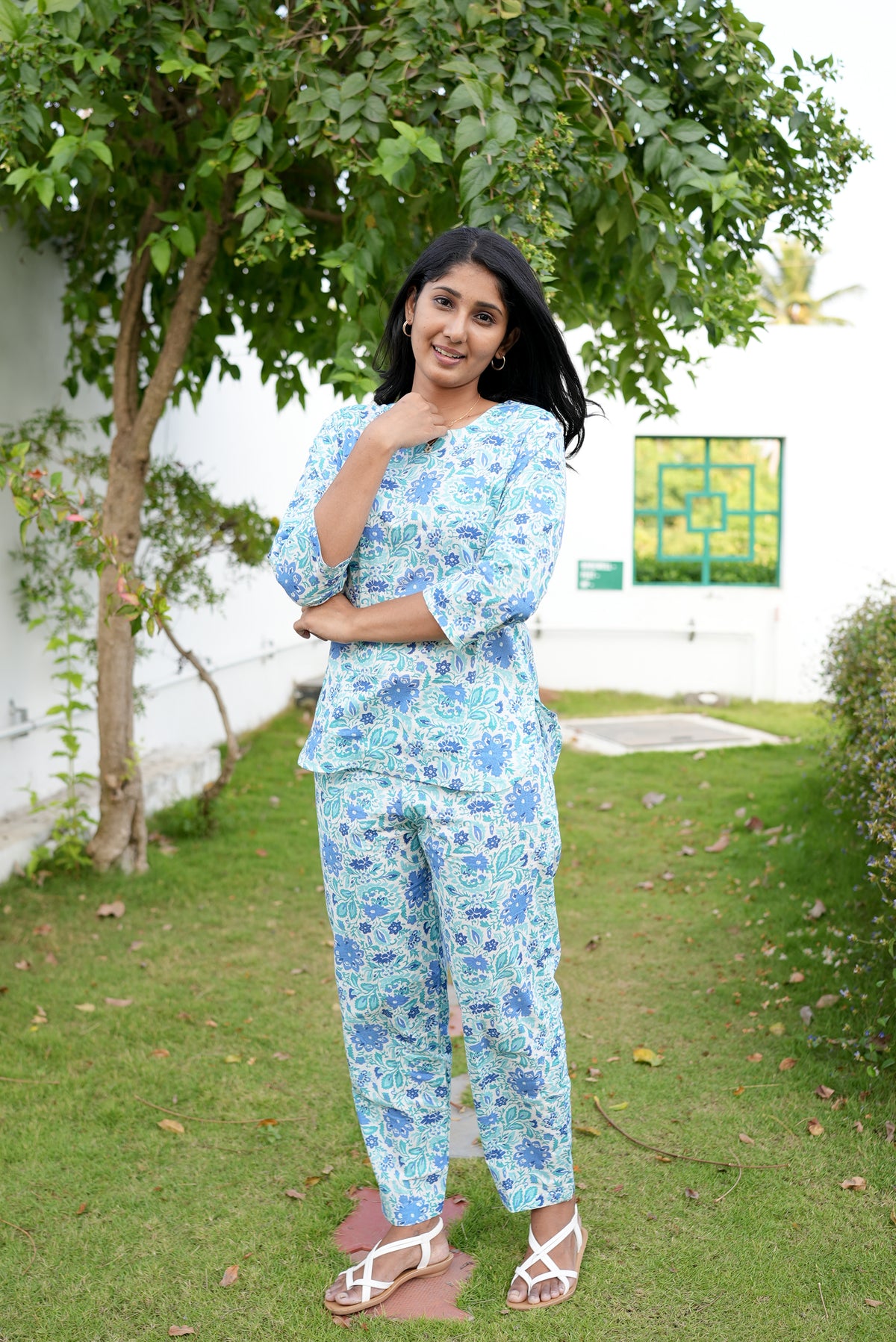 MANGAI Premium Cotton Printed Night Suits | Stylish Print's All Over | Top & Bottom Set | 3/4 Sleeve | Trendy Night Suits for Stylish Women's (TPS-3/4)