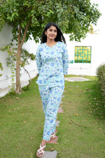 MANGAI Premium Cotton Printed Night Suits | Stylish Print's All Over | Top & Bottom Set | 3/4 Sleeve | Trendy Night Suits for Stylish Women's (TPS-3/4)