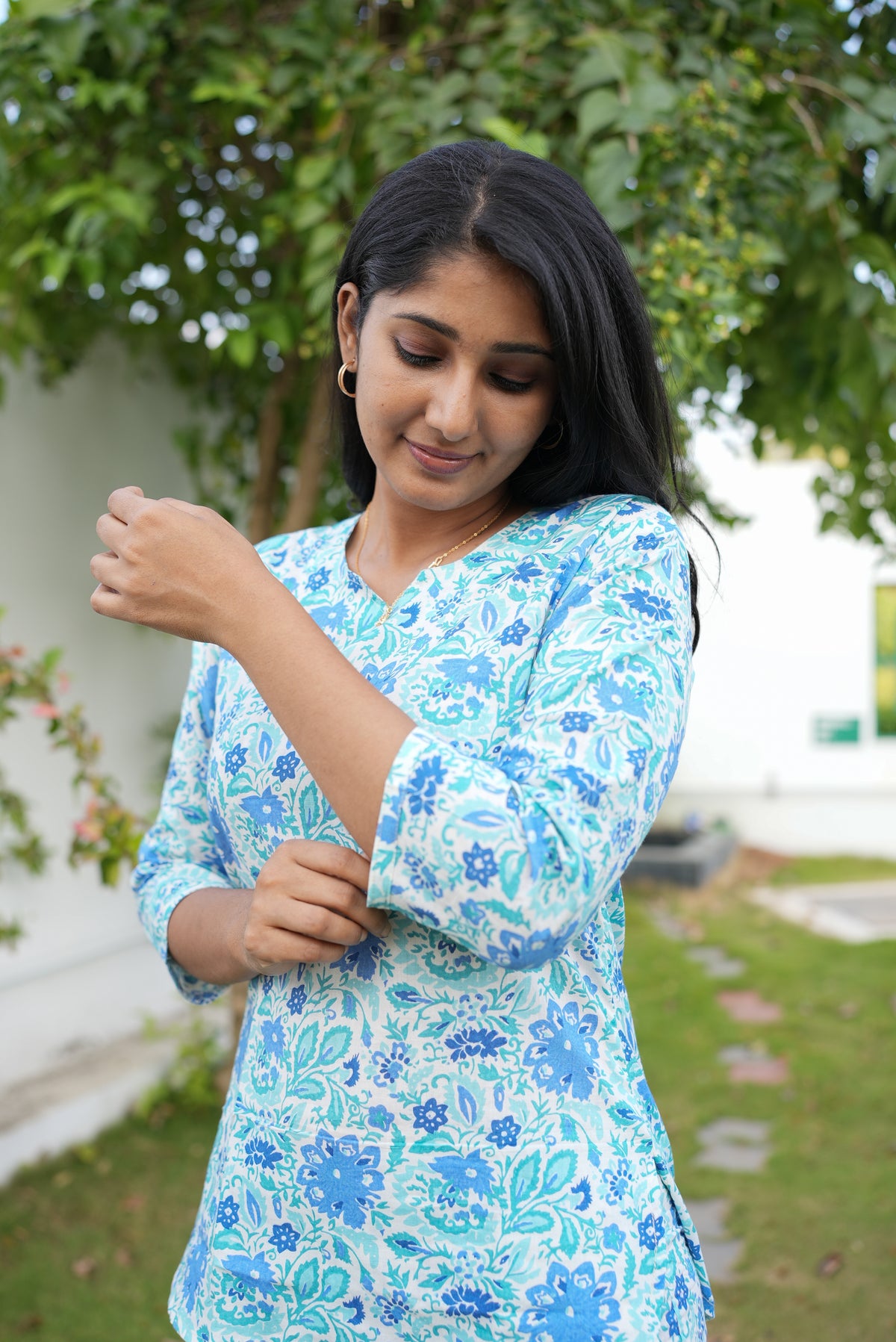 MANGAI Premium Cotton Printed Night Suits | Stylish Print's All Over | Top & Bottom Set | 3/4 Sleeve | Trendy Night Suits for Stylish Women's (TPS-3/4)