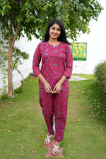 MANGAI Premium Cotton Printed Night Suits | Stylish Print's All Over | Top & Bottom Set | 3/4 Sleeve | Trendy Night Suits for Stylish Women's (TPS-3/4)
