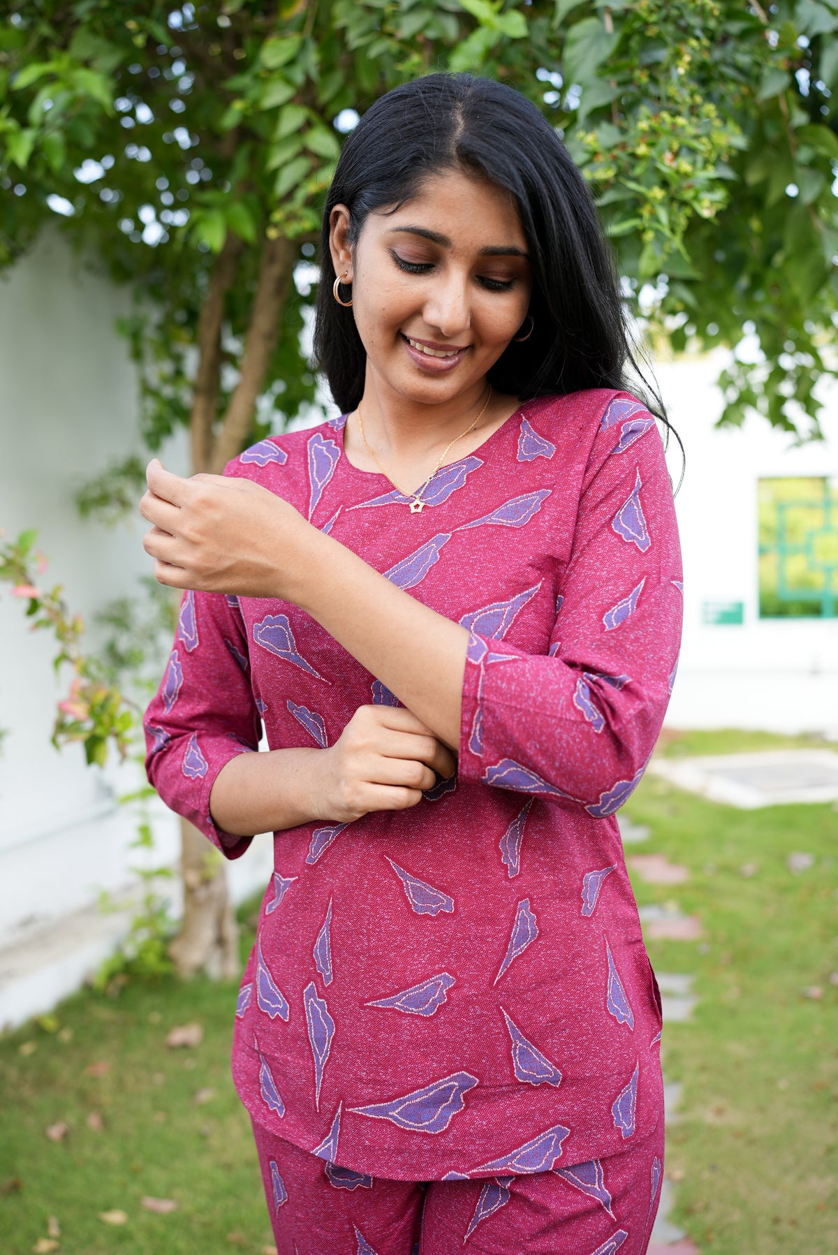 MANGAI Premium Cotton Printed Night Suits | Stylish Print's All Over | Top & Bottom Set | 3/4 Sleeve | Trendy Night Suits for Stylish Women's (TPS-3/4)