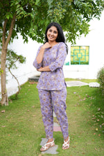 MANGAI Premium Cotton Printed Night Suits | Stylish Print's All Over | Top & Bottom Set | 3/4 Sleeve | Trendy Night Suits for Stylish Women's (TPS-3/4)