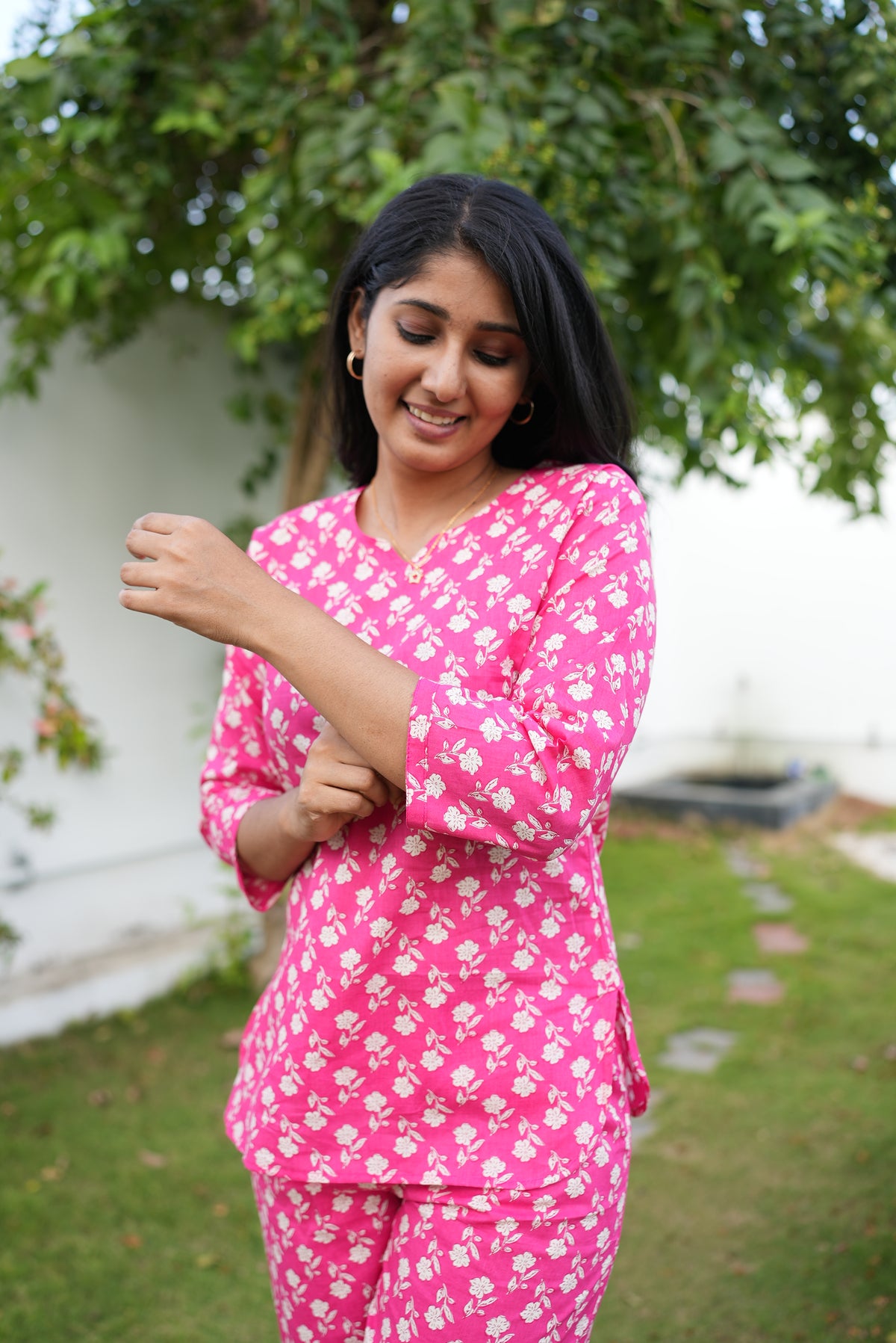 MANGAI Premium Cotton Printed Night Suits | Stylish Print's All Over | Top & Bottom Set | 3/4 Sleeve | Trendy Night Suits for Stylish Women's (TPS-3/4)