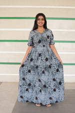 Mangai 3 Layer Flared Frock Model Nighties Soft and Smooth Premium Quality Rayon Material , Fancy Frilled Sleeve, Side Pocket , Back tie Rope , Stylish Collection's for Trendy Women's (MRK)