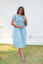 New Katha Printed Stylish Feeding Maxi with Soft Cotton Fabric, V-Cut Neck & Back Tie-Up Rope MAXI Feeding Frock (KFM)