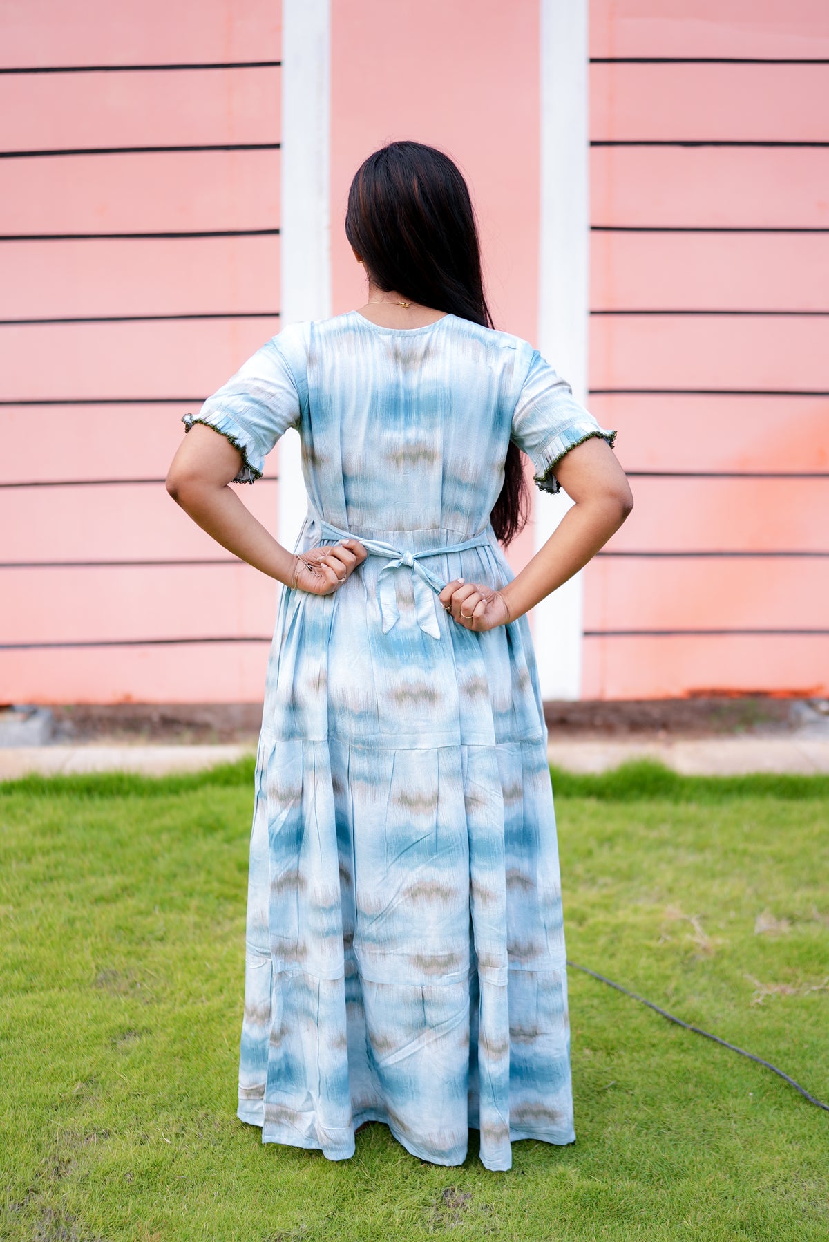 Mangai 3 Layer Flared Frock Model Nighties Soft and Smooth Premium Quality Rayon Material , Fancy Frilled Sleeve, Side Pocket , Back tie Rope , Stylish Collection's for Trendy Women's (MRK)