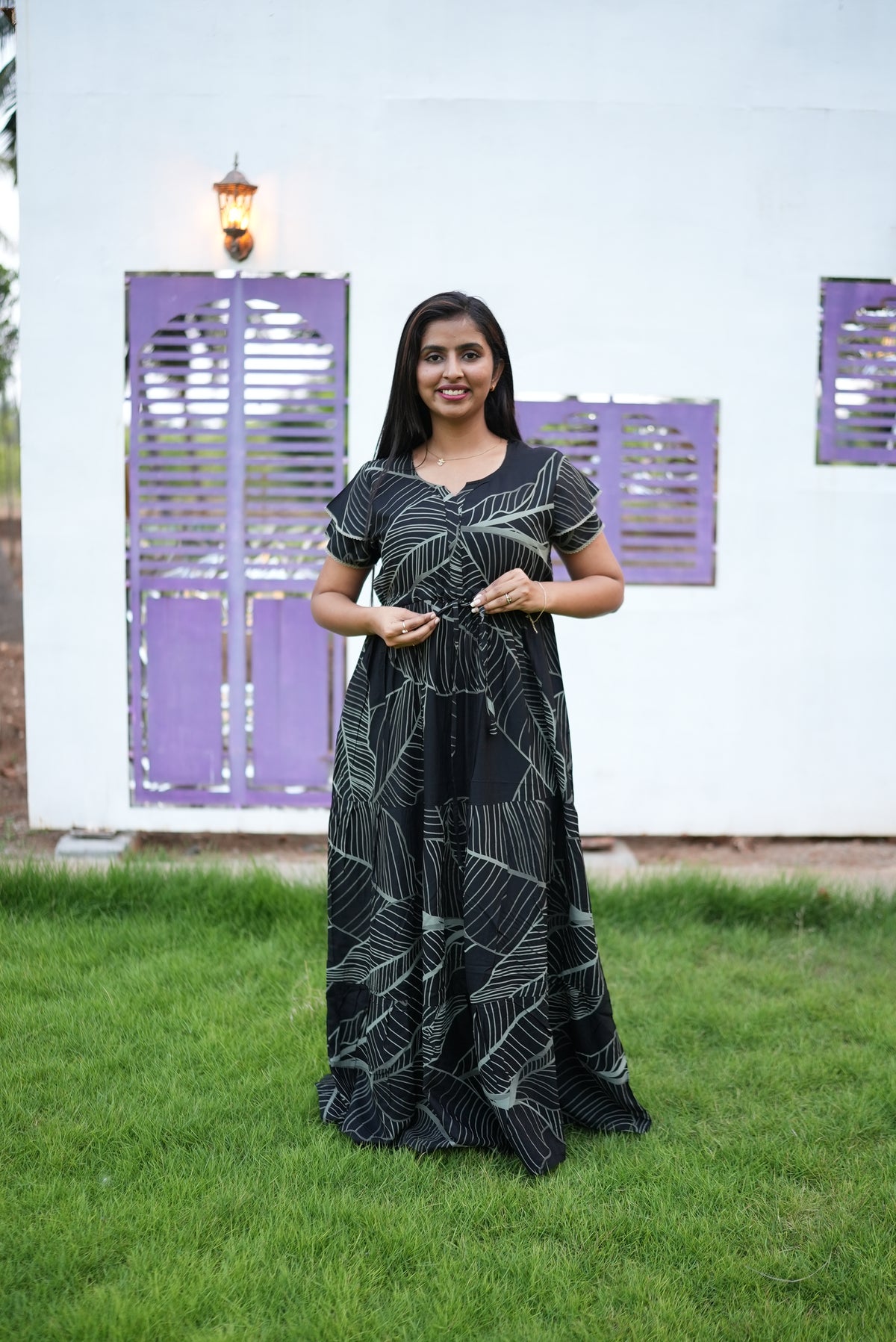 Stylish Arrivals Rayon Gathering Frock Model Night Gown's | Front Adjustable Gathering Style Rope | Double Layer Sleeve | Trending Collection's for Stylish Women's (FKG)