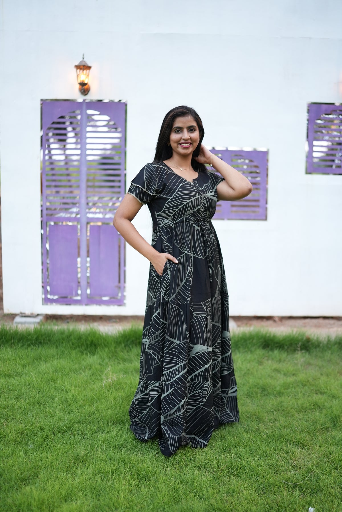 Stylish Arrivals Rayon Gathering Frock Model Night Gown's | Front Adjustable Gathering Style Rope | Double Layer Sleeve | Trending Collection's for Stylish Women's (FKG)